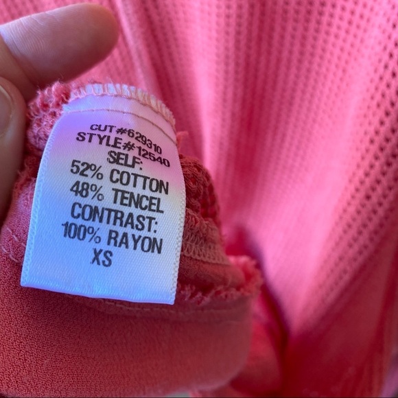 XCVI Assymetrical long Sleeve Hot Pink Mesh Blouse V neck Top - Picture 7 of 11